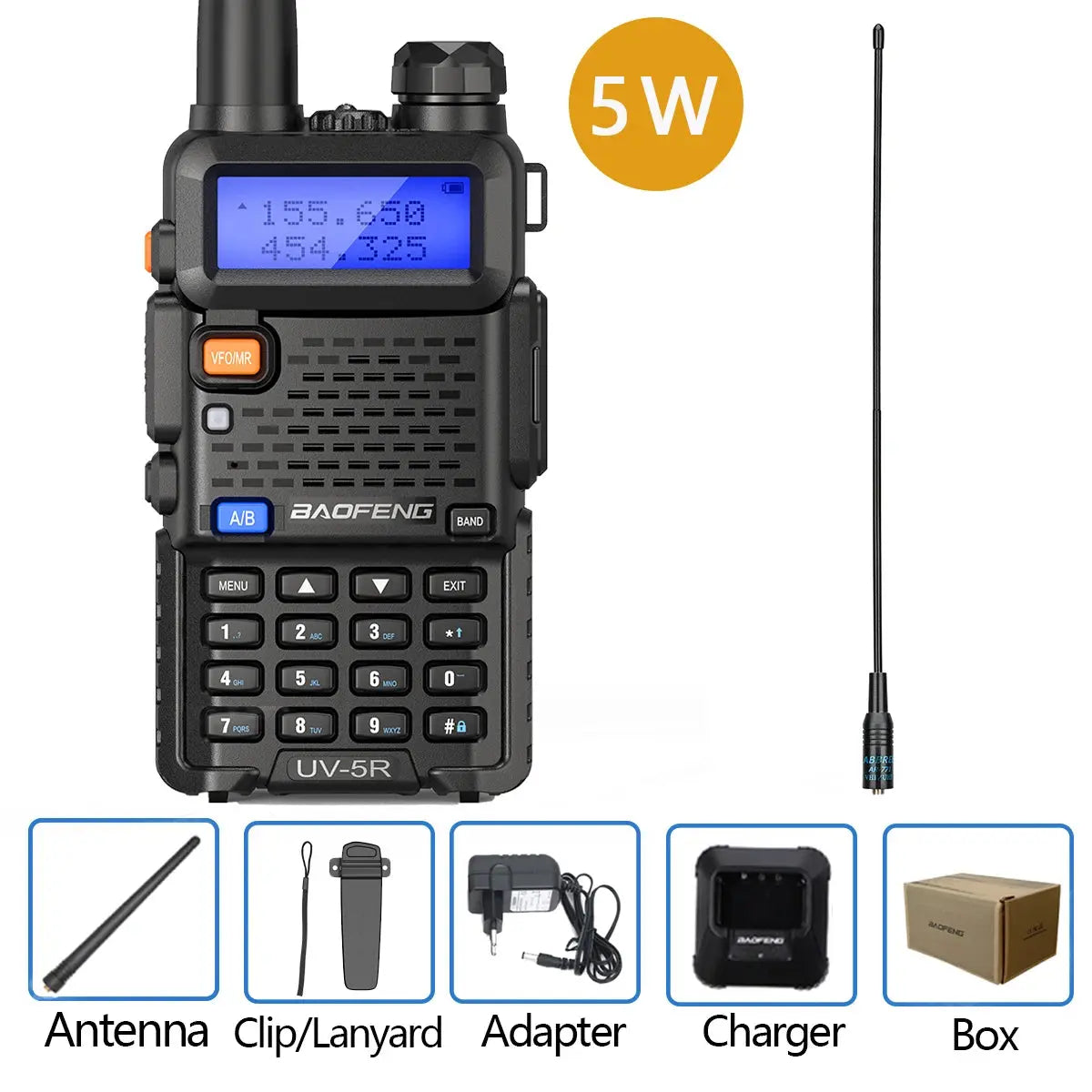 Baofeng UV-5R – Radio Bi-Bande VHF/UHF | 128 Canaux, Jusqu'à 15 km de Portée, Lampe LED et FM Ma boutique
