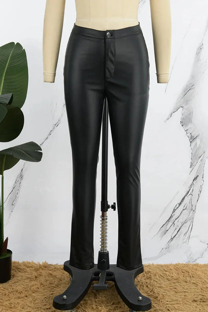 Pantalon Femme Taille Haute Slim – Effet Cuir PU Brillant – Coupe Skinny Style Européen - BLACKBEARD OUTDOOR INDUSTRIES