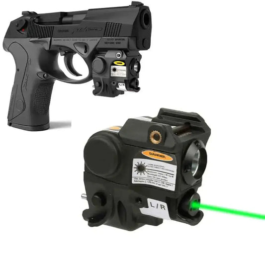 LAMBUL Tactical Compact Pistolet Lampe + Laser Combo Rouge/Vert – Mini Lanterna pour Rail Picatinny Glock 17/19 Ma boutique