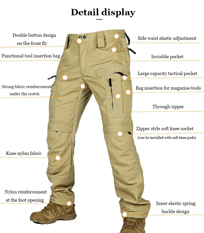 Pantalon Cargo Homme Tactique Résistant – Multi-Poches, Style Militaire, Printemps/Automne - BLACKBEARD OUTDOOR INDUSTRIES