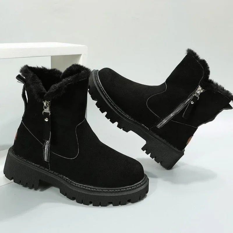 Bottes d'Hiver Femme 2024 - Bottes de Neige à Fourrure, Mi-Mollet, Imperméables et Chaudes, Bottes de Randonnée Extérieures pour Femme - BLACKBEARD OUTDOOR INDUSTRIES