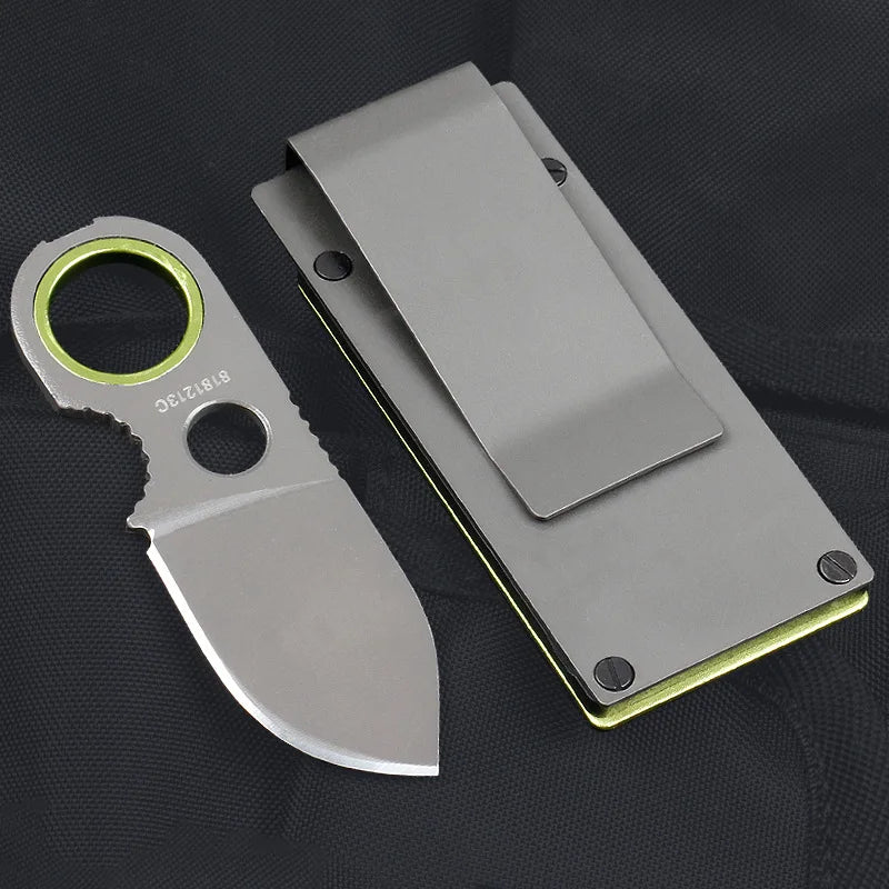 Outdoor Mini Pocket Knife Multifunctional Straight Knife Suction Card Mounted Keychain Pocket Knife Carrying Knife All Steel - BLACKBEARD OUTDOOR INDUSTRIES