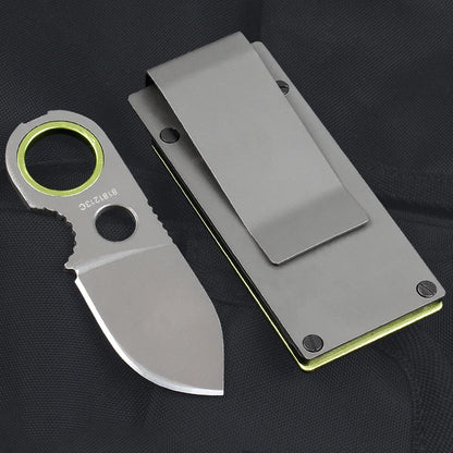 Outdoor Mini Pocket Knife Multifunctional Straight Knife Suction Card Mounted Keychain Pocket Knife Carrying Knife All Steel - BLACKBEARD OUTDOOR INDUSTRIES