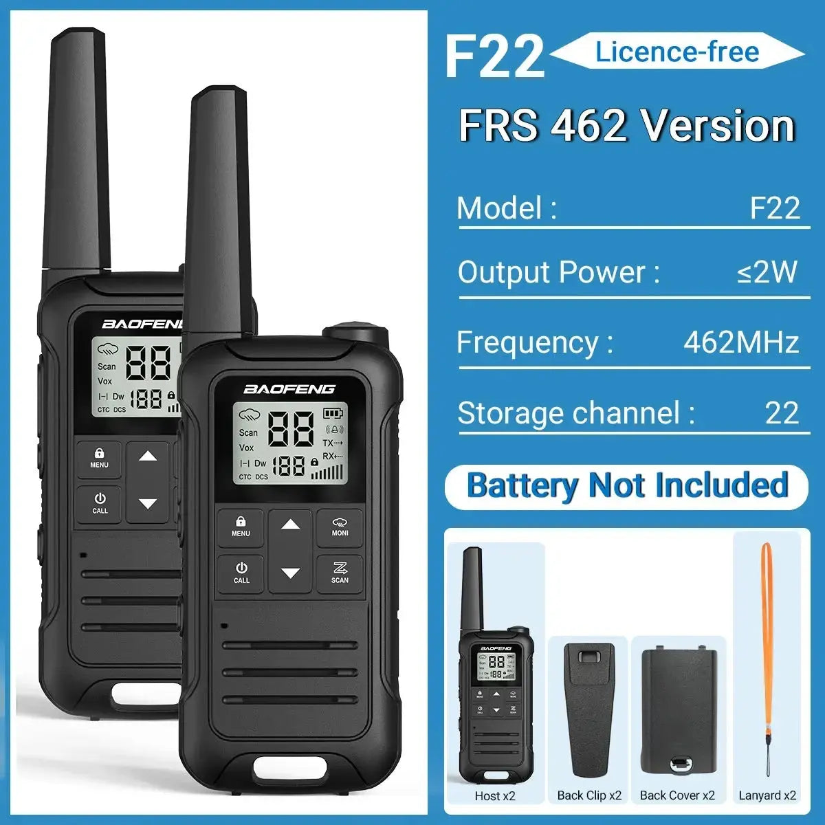 Baofeng F22 - Talkie-Walkie Portable PMR/FRS - Longue Portée et Multifonctions Ma boutique