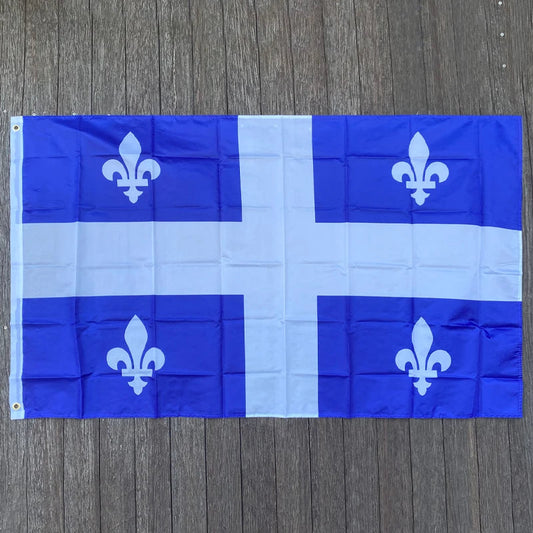 Drapeau du Québec – Fleurs de Lis – 90x150 cm – Polyester avec Œillets en Laiton – 3x5 Ft BLACKBEARD OUTDOOR INDUSTRIES