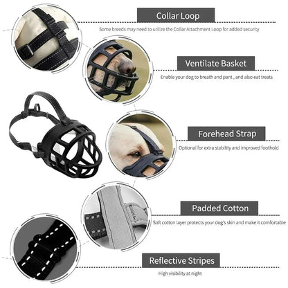 Muselière Souple Type Panier – Anti-Morsure et Anti-Mastication | Pour Labrador, Berger Allemand, Bouledogue Français Ma boutique