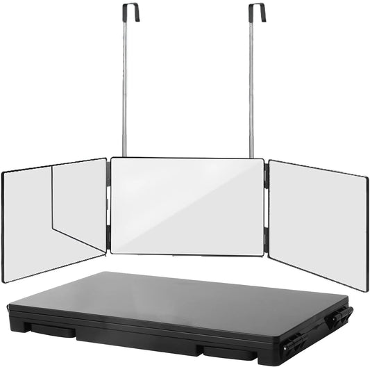 Miroir Trifold Portable 360° – Hauteur Réglable avec Crochets Télescopiques | Idéal Coupe de Cheveux, Maquillage, Rasage - BLACKBEARD OUTDOOR INDUSTRIES