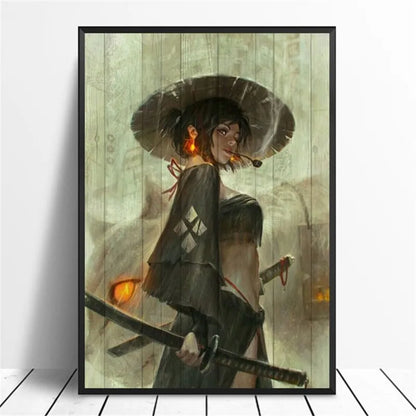 Poster Retro Japon Samurai – Impression sur Toile Canvas - BLACKBEARD OUTDOOR INDUSTRIES