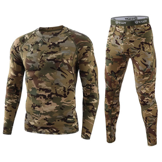 Ensemble Thermique Homme Camouflage – Sous-vêtements Chauds à Compression avec Polaire Intérieure - BLACKBEARD OUTDOOR INDUSTRIES