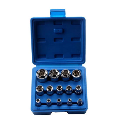 Jeu de Douilles Femelles Torx E4 à E24 – 14 Pièces | Douilles Étoile Externe (E-Torx) en Acier Chrome Vanadium - BLACKBEARD OUTDOOR INDUSTRIES