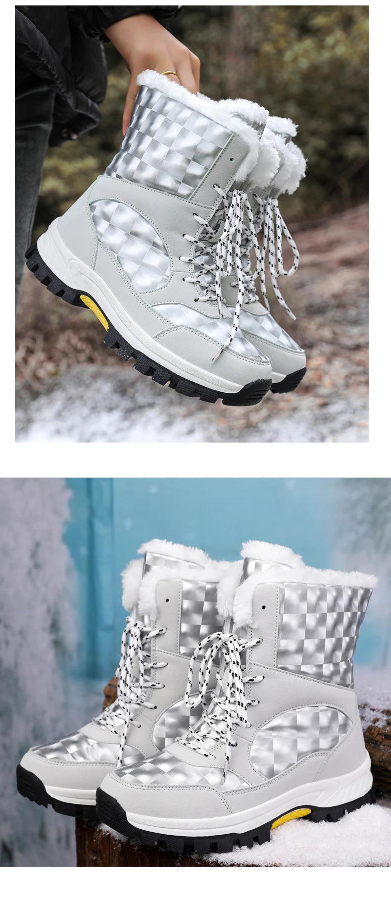 Bottes de Neige Femme Hiver 2024 – Sneakers Chaudes à Fourrure, Semelle Épaisse, Imperméables – Bottines Mi-mollet Outdoor - BLACKBEARD OUTDOOR INDUSTRIES