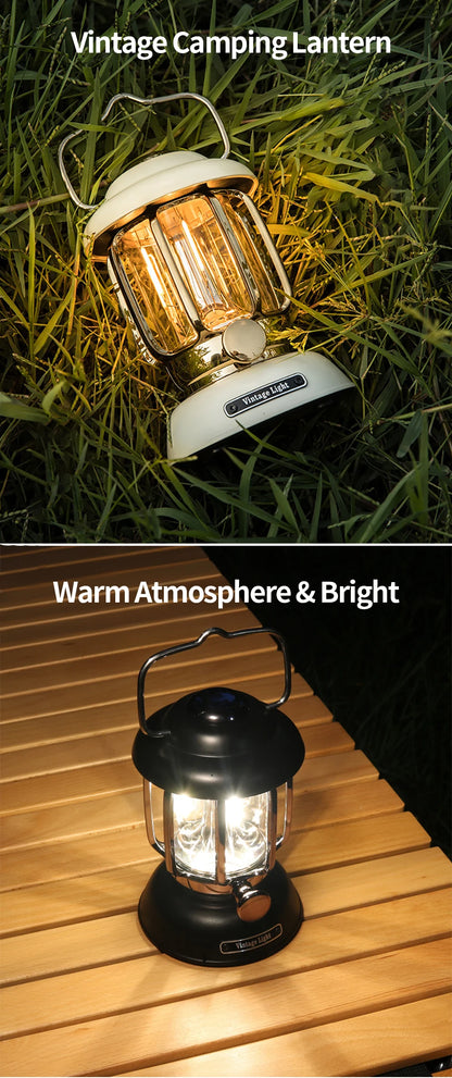 Lanterne de Camping Portable USB Rechargeable – Lampe LED Rétro Étanche pour Pêche, Randonnée, Tente, Lumière d'Urgence - BLACKBEARD OUTDOOR INDUSTRIES