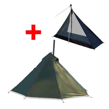 Tente Hot Tent Tipi 1 Personne – Avec Fenêtre pour Cheminée | Double Paroi | 3 Saisons | Bushcraft / Camping Solo - BLACKBEARD OUTDOOR INDUSTRIES