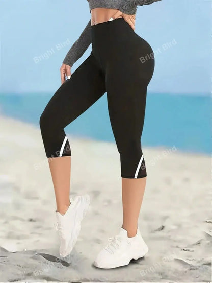 Legging Femme 3/4 Taille Haute avec Tulle Respirant – Gainant et Confortable pour Yoga et Fitness - BLACKBEARD OUTDOOR INDUSTRIES