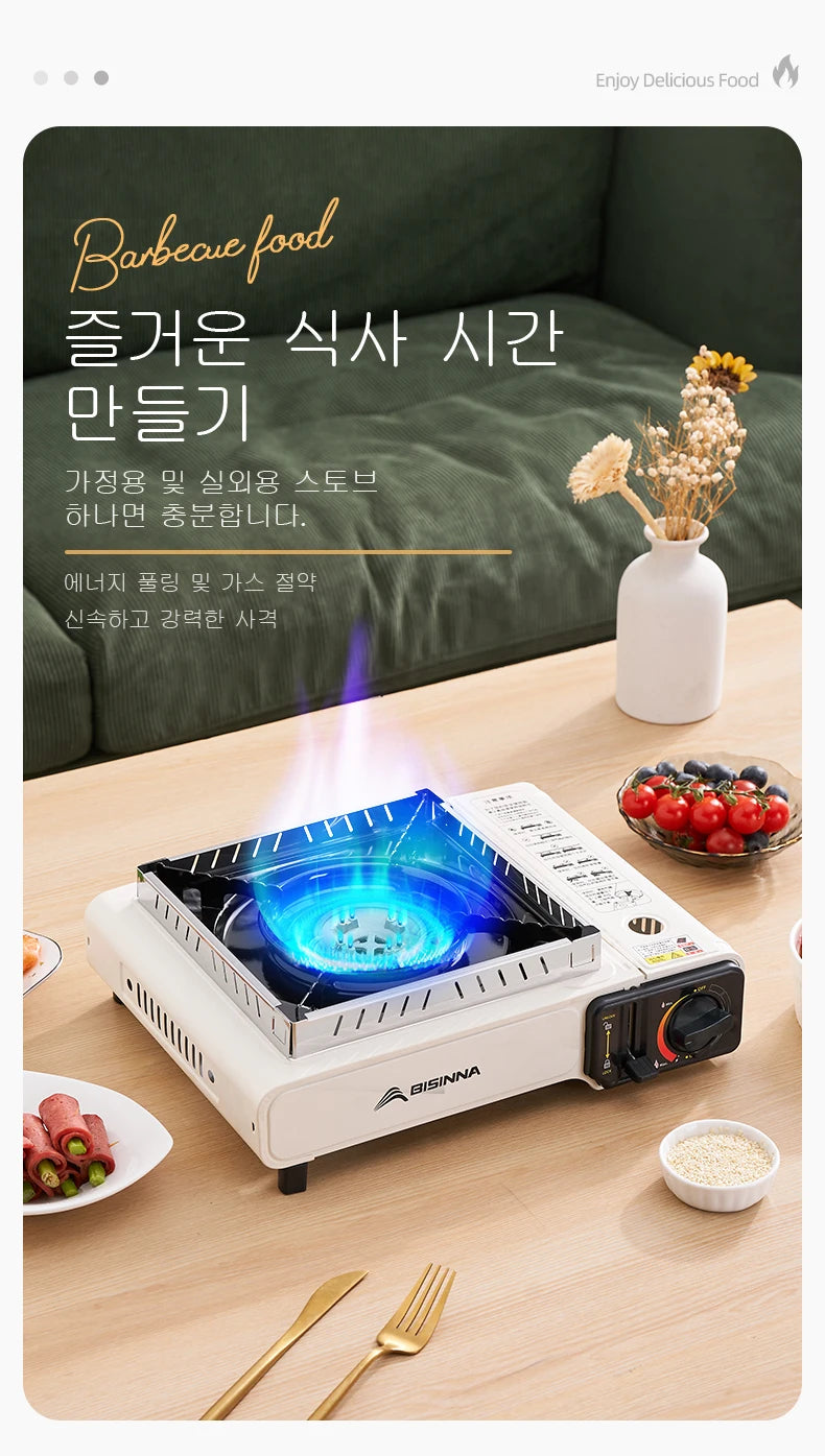 BISINNA Picnic Stove - Réchaud Portable à Gaz Butane avec 3 Couches de Sécurité - BLACKBEARD OUTDOOR INDUSTRIES