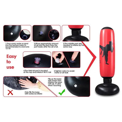 Sac de Frappe Gonflable 120 cm - Sac de Boxe PVC pour Adultes et Enfants - BLACKBEARD OUTDOOR INDUSTRIES