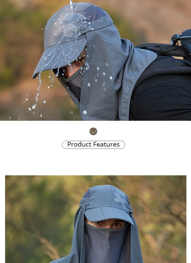 Chapeau de Protection UV d'Été – Casquette Anti-UV avec Protection du Cou et du Visage, Pliable, Séchage Rapide, Imperméable, Idéale pour Randonnée, Pêche et Activités Outdoor - BLACKBEARD OUTDOOR INDUSTRIES