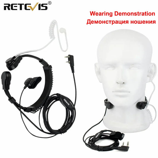 Retevis Micro de Gorge Discret avec Tube Acoustique Transparent et PTT au Doigt - BLACKBEARD OUTDOOR INDUSTRIES