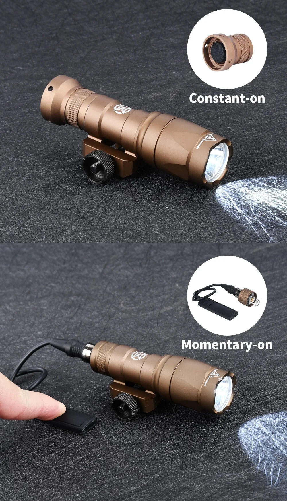 Lampe Tactique WADSN M300A / M600C Type SureFire – LED Haute Puissance pour Rail 20mm Picatinny - BLACKBEARD OUTDOOR INDUSTRIES