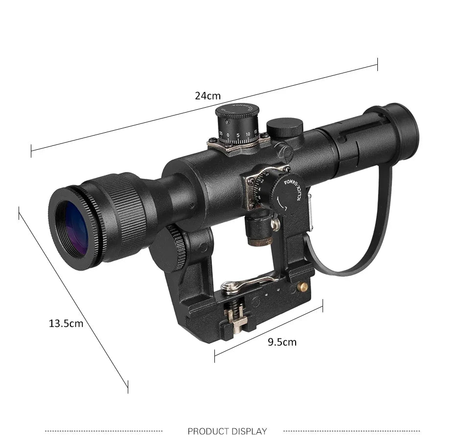 Tactical SVD Dragunov 4x26 – Lunette de Précision à Réticule Illuminé Rouge pour Fusil de Chasse et Tir de Précision - BLACKBEARD OUTDOOR INDUSTRIES