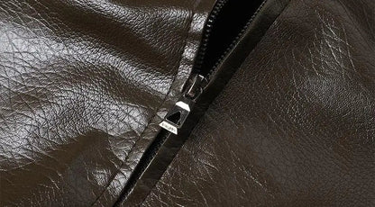 Winter Men Fleece Motor Biker Leather Jacket Man Lapel Thick Outwear Leather Coat Man Vintage Formal Fashion Leather Windbreaker BLACKBEARD OUTDOOR INDUSTRIES