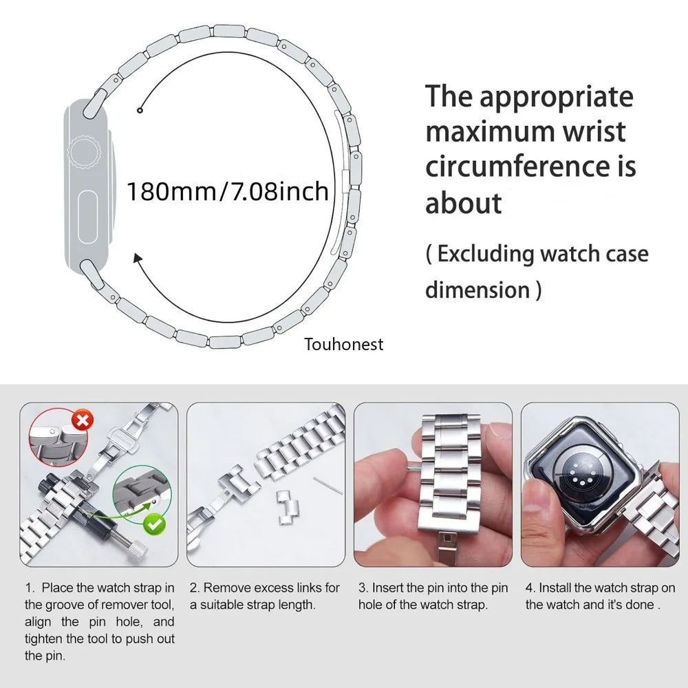 Bracelet en Acier Inoxydable pour Apple Watch – Bandes Métalliques pour iWatch Ultra / Series 10/9/8/7/6/5/4/3/SE BLACKBEARD OUTDOOR INDUSTRIES