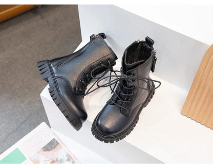 bottines fille cuir noir Ma boutique