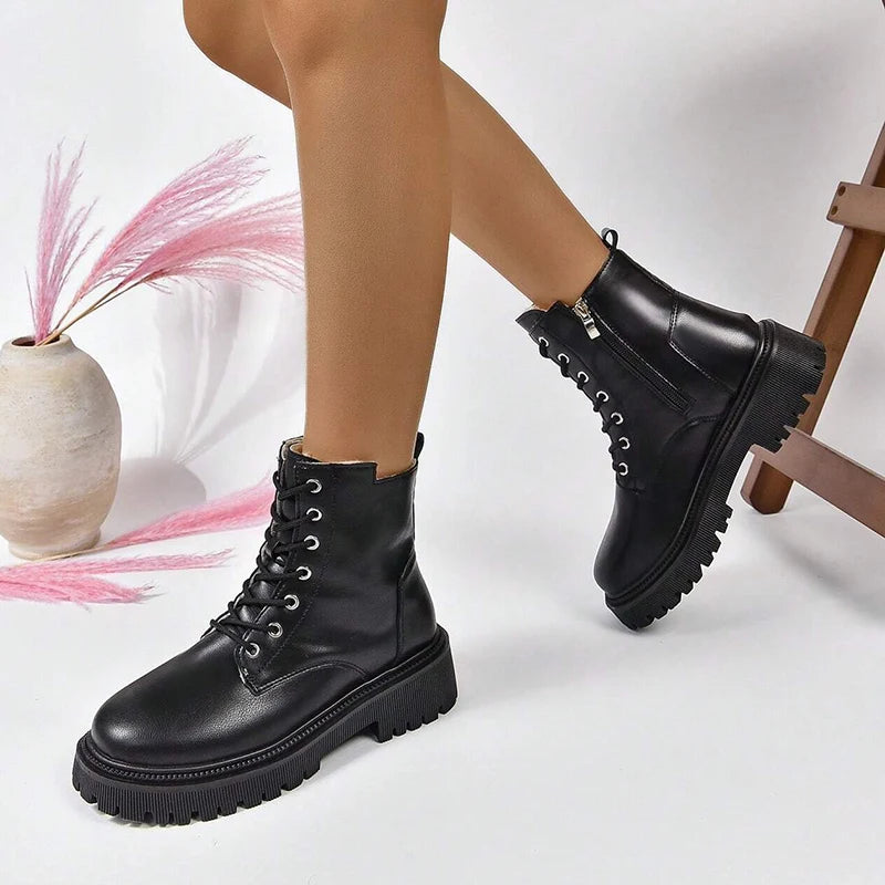 Bottines Chaudes Femme – Zip & Lacets | Confort, Mode & Plateforme – Taille 35 à 43 - BLACKBEARD OUTDOOR INDUSTRIES