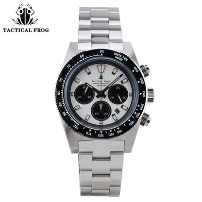 Montre Homme Tactical Frog TF004 – Chronographe Solaire VS75 – Étanche 200M – Verre Saphir – Bracelet Acier Inoxydable - BLACKBEARD OUTDOOR INDUSTRIES