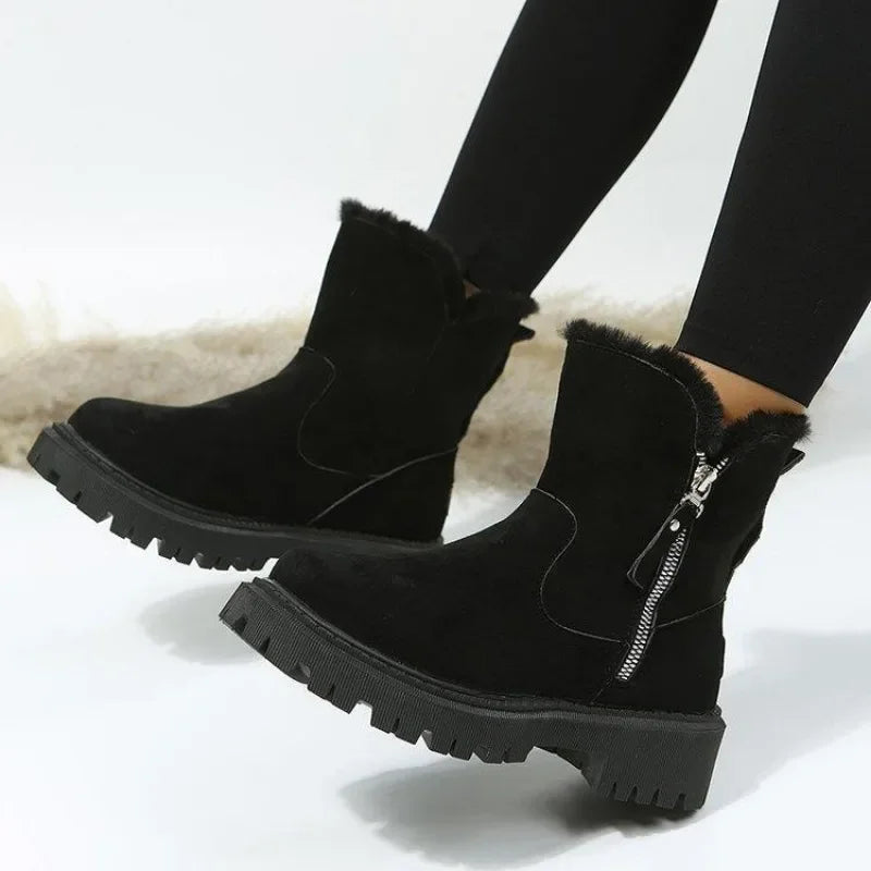 Bottes d'Hiver Femme 2024 - Bottes de Neige à Fourrure, Mi-Mollet, Imperméables et Chaudes, Bottes de Randonnée Extérieures pour Femme - BLACKBEARD OUTDOOR INDUSTRIES