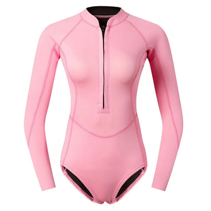 Combinaison Femme Néoprène 2 mm – Manches Longues Rose, Surf, Plongée, Snorkeling - BLACKBEARD OUTDOOR INDUSTRIES
