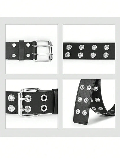 Ceinture Punk Noir en PU avec Rivets Métalliques – Ceinture de Mode Unisexe, Taille Ajustable, Accessoire Tendance pour  Femmes (Longueur 110 cm) - BLACKBEARD OUTDOOR INDUSTRIES