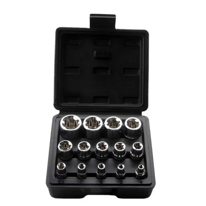 Jeu de Douilles Femelles Torx E4 à E24 – 14 Pièces | Douilles Étoile Externe (E-Torx) en Acier Chrome Vanadium - BLACKBEARD OUTDOOR INDUSTRIES