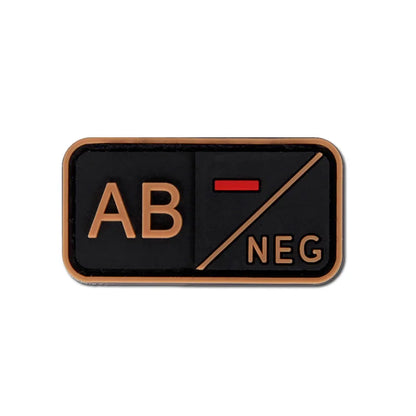 Patch Groupe Sanguin 3D PVC – A B AB O Rh + / - – Écusson Tactique Militaire Hook & Loop 5×2,5 cm - BLACKBEARD OUTDOOR INDUSTRIES