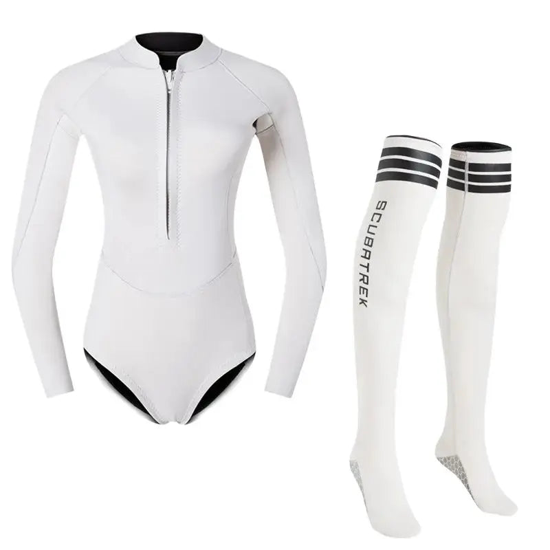 Combinaison Bikini Néoprène Femme 2MM avec Bas – Maillot de Bain Longues Manches Surf, Plongée, Snorkeling, Natation - BLACKBEARD OUTDOOR INDUSTRIES