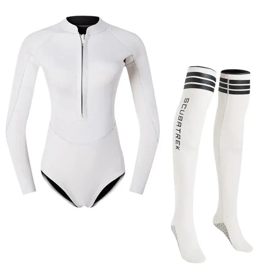 Combinaison Bikini Néoprène Femme 2MM avec Bas – Maillot de Bain Longues Manches Surf, Plongée, Snorkeling, Natation - BLACKBEARD OUTDOOR INDUSTRIES