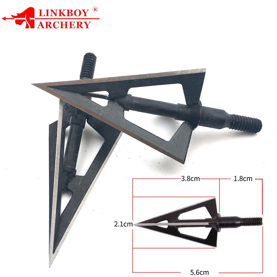 3/6/12/24/60pcs Broadheads Hunting 3 Blades Arrowheads Black Tip Steel For Bow And Crossbow Arrow Head Stainless Steel BLACKBEARD OUTDOOR INDUSTRIES