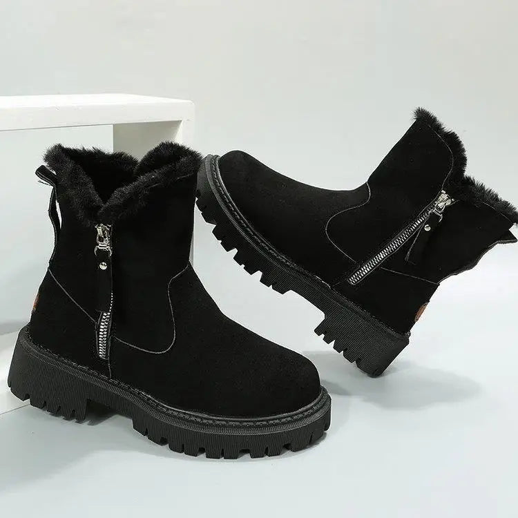 Bottes d'Hiver Femme 2024 - Bottes de Neige à Fourrure, Mi-Mollet, Imperméables et Chaudes, Bottes de Randonnée Extérieures pour Femme - BLACKBEARD OUTDOOR INDUSTRIES