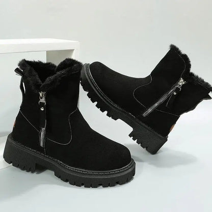 Bottes d'Hiver Femme 2024 - Bottes de Neige à Fourrure, Mi-Mollet, Imperméables et Chaudes, Bottes de Randonnée Extérieures pour Femme - BLACKBEARD OUTDOOR INDUSTRIES