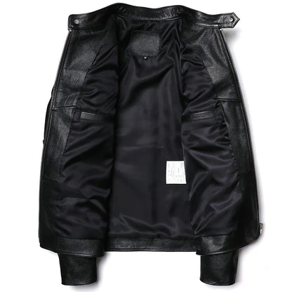 Blouson Homme Moto Classique en Cuir Véritable - BLACKBEARD OUTDOOR INDUSTRIES
