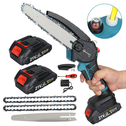 Tronçonneuse Électrique Sans Fil 3000W – Coupe Bois, Taille Pruning 6/8 Pouces – Outil Puissant Rechargeable 18V - BLACKBEARD OUTDOOR INDUSTRIES