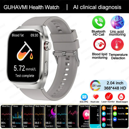 Montre Connectée Homme 2025 – Suivi Santé Avancé ECG+PPG – Surveillance Acide Urique & Lipides – Appels Bluetooth – Écran 2.04” AMOLED – Pour Android & iOS - BLACKBEARD OUTDOOR INDUSTRIES