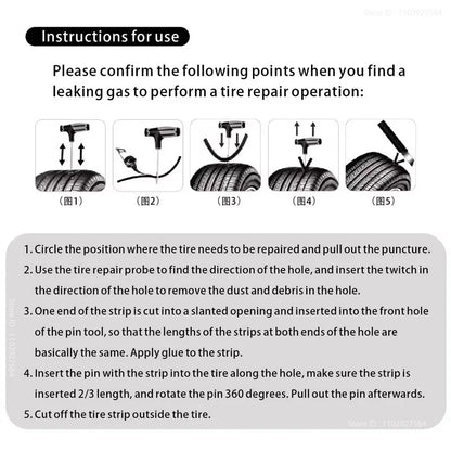 ZFOUEK Kit de Réparation de Pneu Voiture – Kit Complet d'Urgence avec Mèches, Colle, Outils, Boîte de Rangement - BLACKBEARD OUTDOOR INDUSTRIES