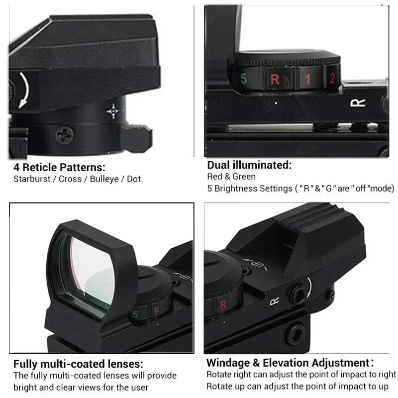 Viseur Reflex 1X40 HD101 Red Dot Sight — 4 Réticules Rouge/Vert pour Rail 11 mm ou 20 mm - BLACKBEARD OUTDOOR INDUSTRIES