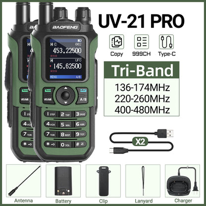 Lot de 2 Talkie-Walkies Baofeng UV-21 Pro V2 – Multi-bande, 999 Canaux, USB-C, Écran Couleur - BLACKBEARD OUTDOOR INDUSTRIES