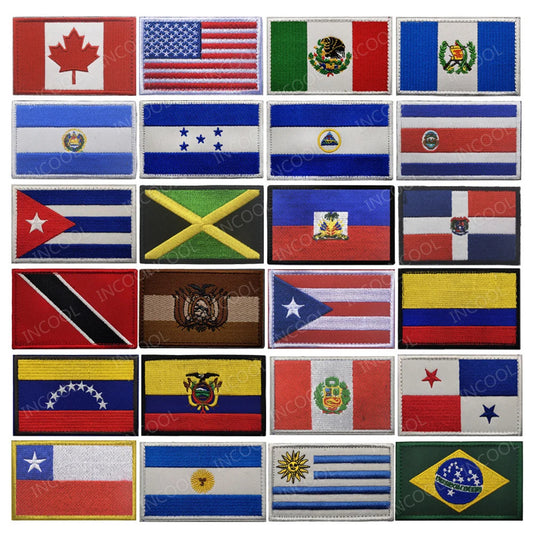 Patch Drapeaux Brodés Amérique et Caraïbes – 8×5 cm avec Velcro - BLACKBEARD OUTDOOR INDUSTRIES
