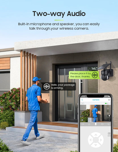 Caméra de Surveillance Solaire 4MP SHIWOJIA – 4G / WiFi | Batterie 7500mAh | PTZ 360° | Vision Nocturne Couleur | Audio Bidirectionnel | Étanche IP65 Ma boutique