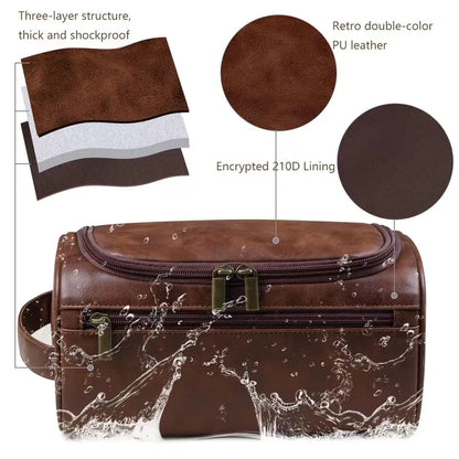 Trousse de Toilette en Cuir PU ou Toile – Grande Capacité & Accroche Murale | Unisexe, Idéale pour les Voyages - BLACKBEARD OUTDOOR INDUSTRIES