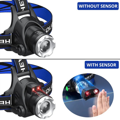 Lampe Frontale Heinast T6 – 50W LED Super Puissante, Zoom, Étanche, 3 Modes, Rechargeable 2x18650 (Batteries Optionnelles) Ma boutique