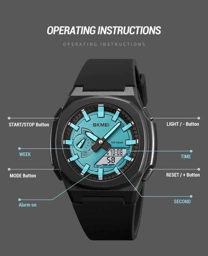 Montre de Sport SKMEI 2091 pour Homme – Montre Numérique Militaire Résistante à l'Eau avec Fonction Compte à Rebours et Date - BLACKBEARD OUTDOOR INDUSTRIES